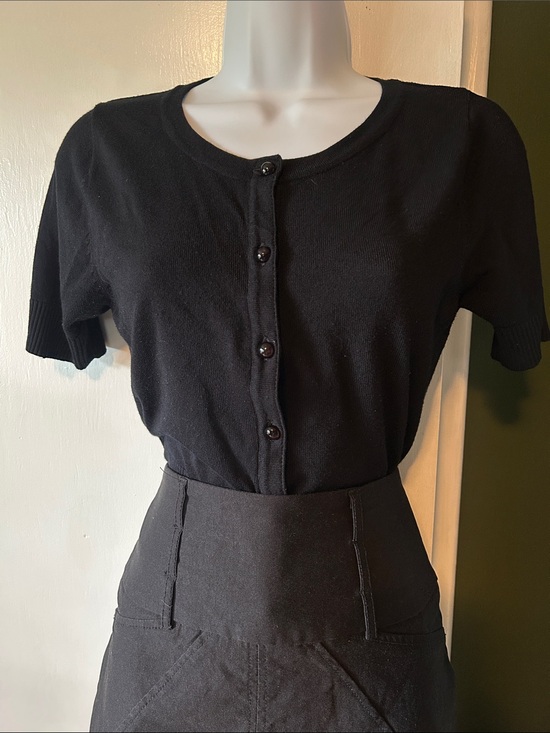 Hell Bunny Sweaters - Hell Bunny - Wendi Cardigan with Short Sleeves in Black